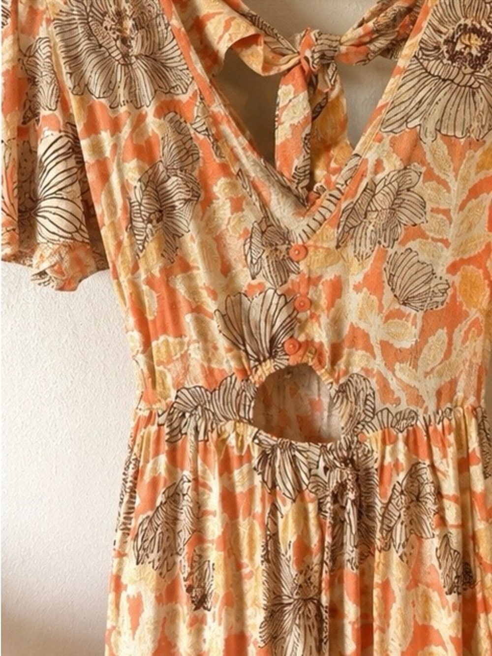 Band of the Free Apricot Floral Tiered Maxi Dress Size Small NWT - Picture 6 of 9